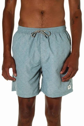 Reverb Volley Trunk Short In Blue Surf mens full coverage swimwear, stylish mens swim trunks