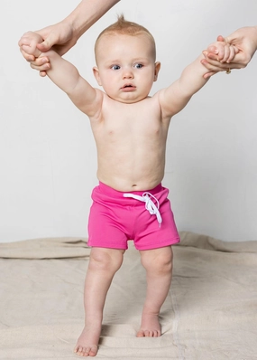 Ribbed Azalea Pink | Baby Euro Shorts boys summer swimwear, boys rash guard swim sets