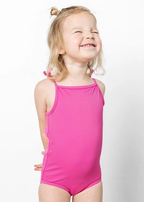 Ribbed Azalea Pink | Mini Simply One-Piece cute girls swimsuits, stylish swimwear for girls
