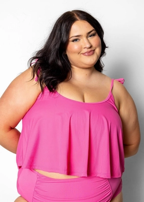 Ribbed Azalea Pink | Swing Top tankini swim tops, adjustable bikini tops