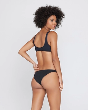 Ribbed Camacho Bikini Bottom - Black timeless swimwear styles women, comfy swimwear for women