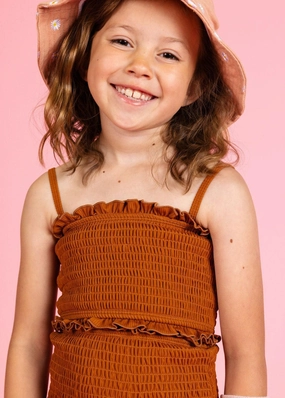 Ribbed Caramel | Mini Bandeau Top cute girls swimsuits, stylish swimwear for girls