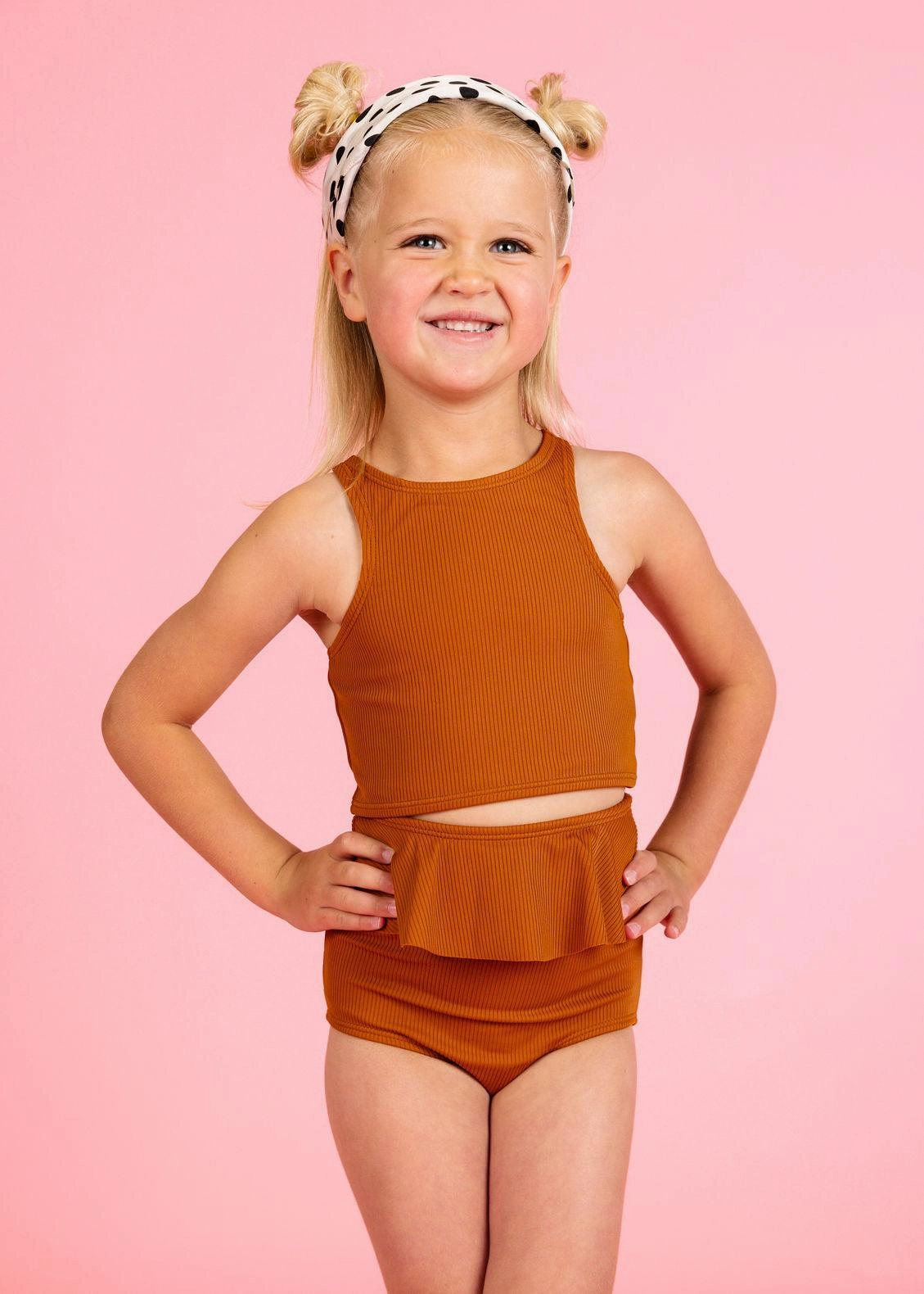 Ribbed Caramel | Mini Peplum Bottoms