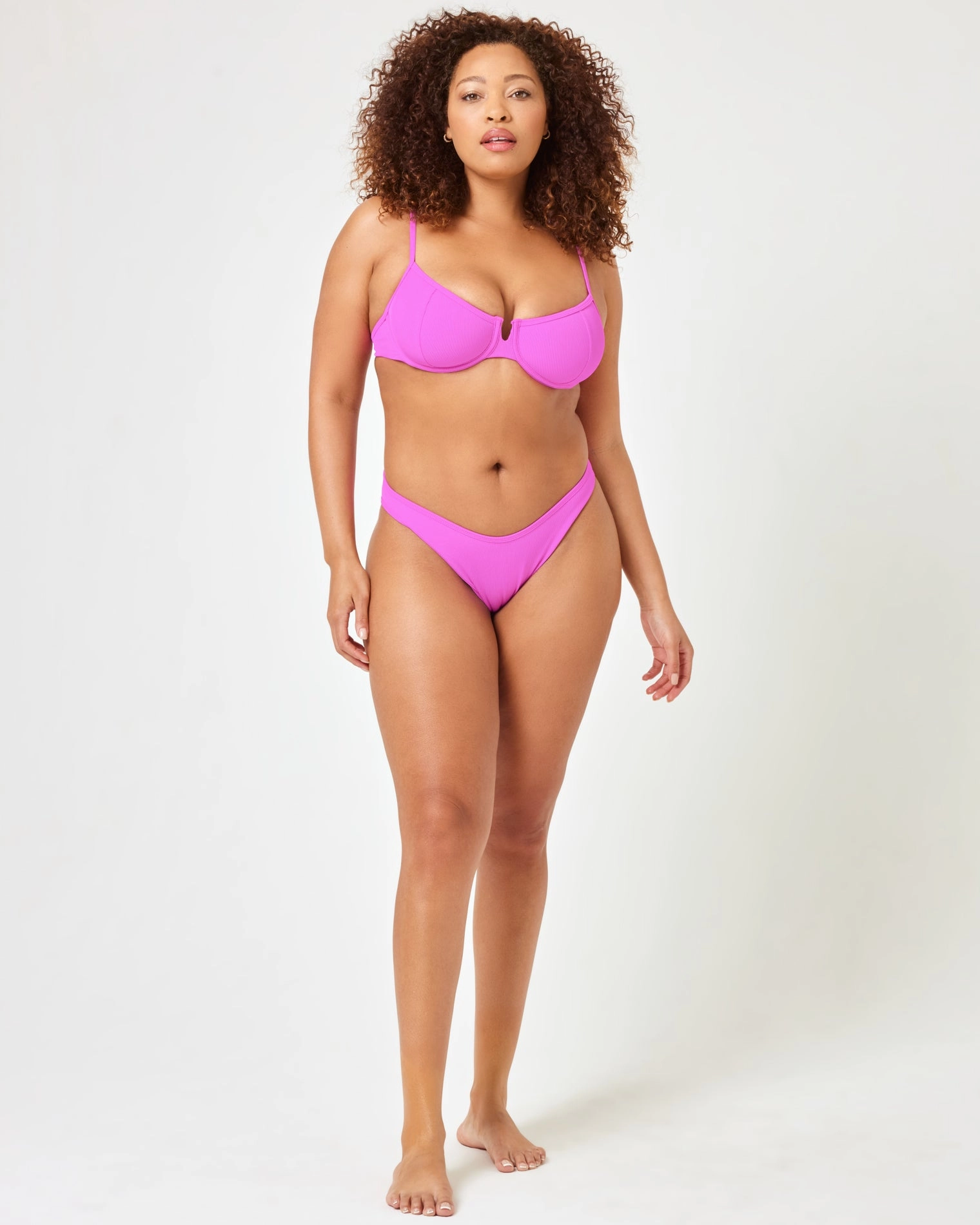 Ribbed Dominic Bikini Bottom - Bright Fuchsia