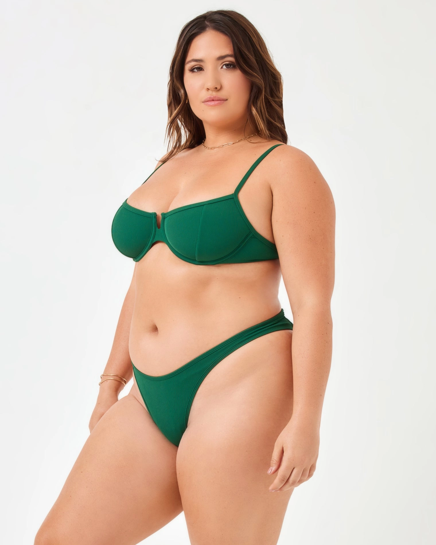 Ribbed Dominic Bikini Bottom - Emerald