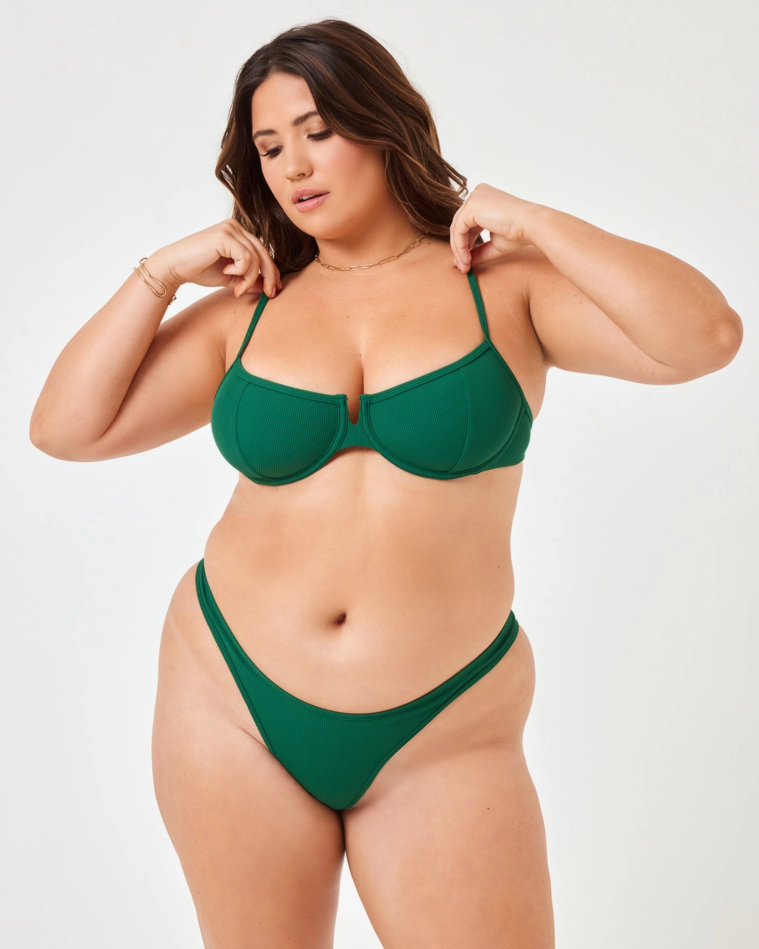 Ribbed Dominic Bikini Bottom - Emerald