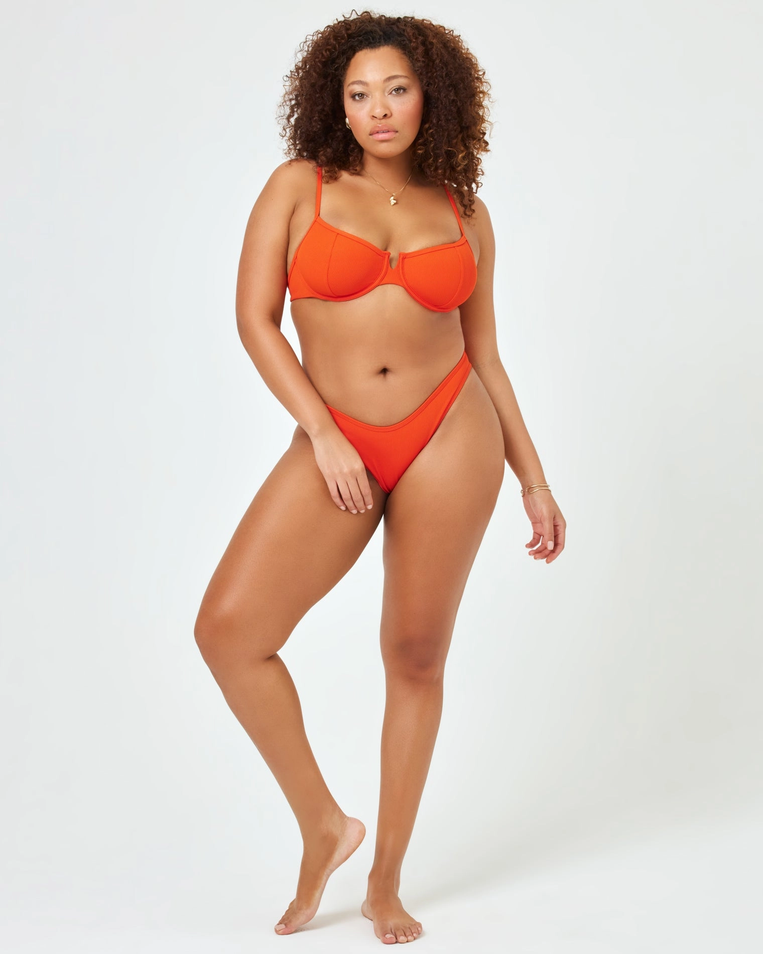 Ribbed Dominic Bikini Bottom - Pimento