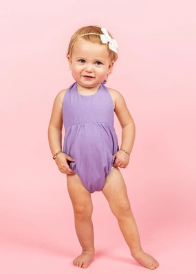 Ribbed Dusty Purple | Baby Romper One-Piece cute girls swimsuits, stylish swimwear for girls