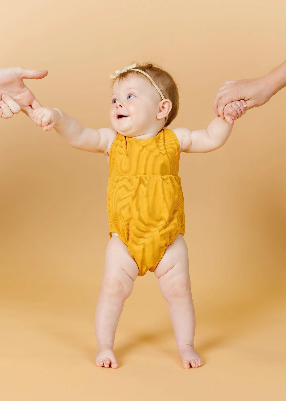 Ribbed Golden | Baby Romper One-Piece cute girls swimsuits, stylish swimwear for girls