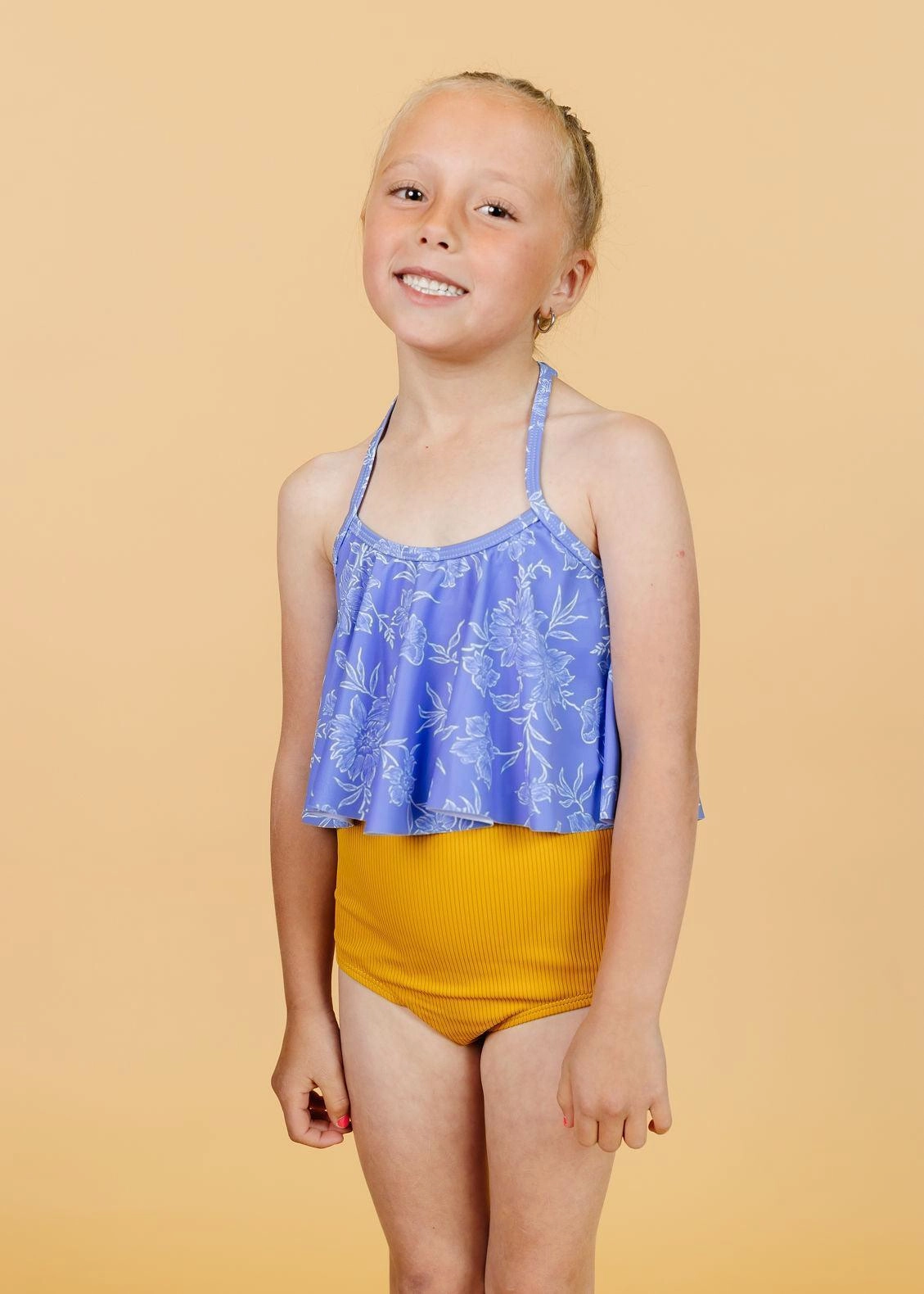 Ribbed Golden | Mini High-Waisted Bottoms cute girls swimsuits, stylish swimwear for girls
