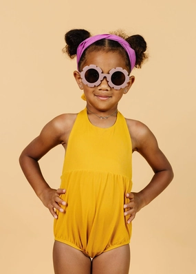 Ribbed Golden | Mini Romper One-Piece cute girls swimsuits, stylish swimwear for girls