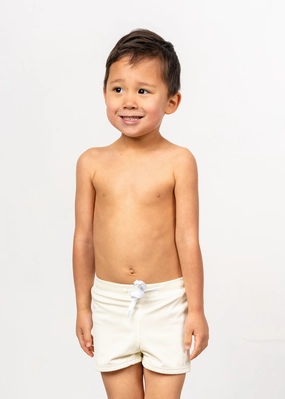 Ribbed Ivory | Mini Euro Shorts boys summer swimwear, boys rash guard swim sets