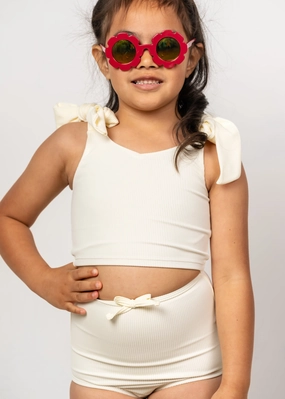 Ribbed Ivory | Mini Knot Top cute girls swimsuits, stylish swimwear for girls