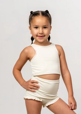 Ribbed Ivory | Mini Racer Back Top cute girls swimsuits, stylish swimwear for girls