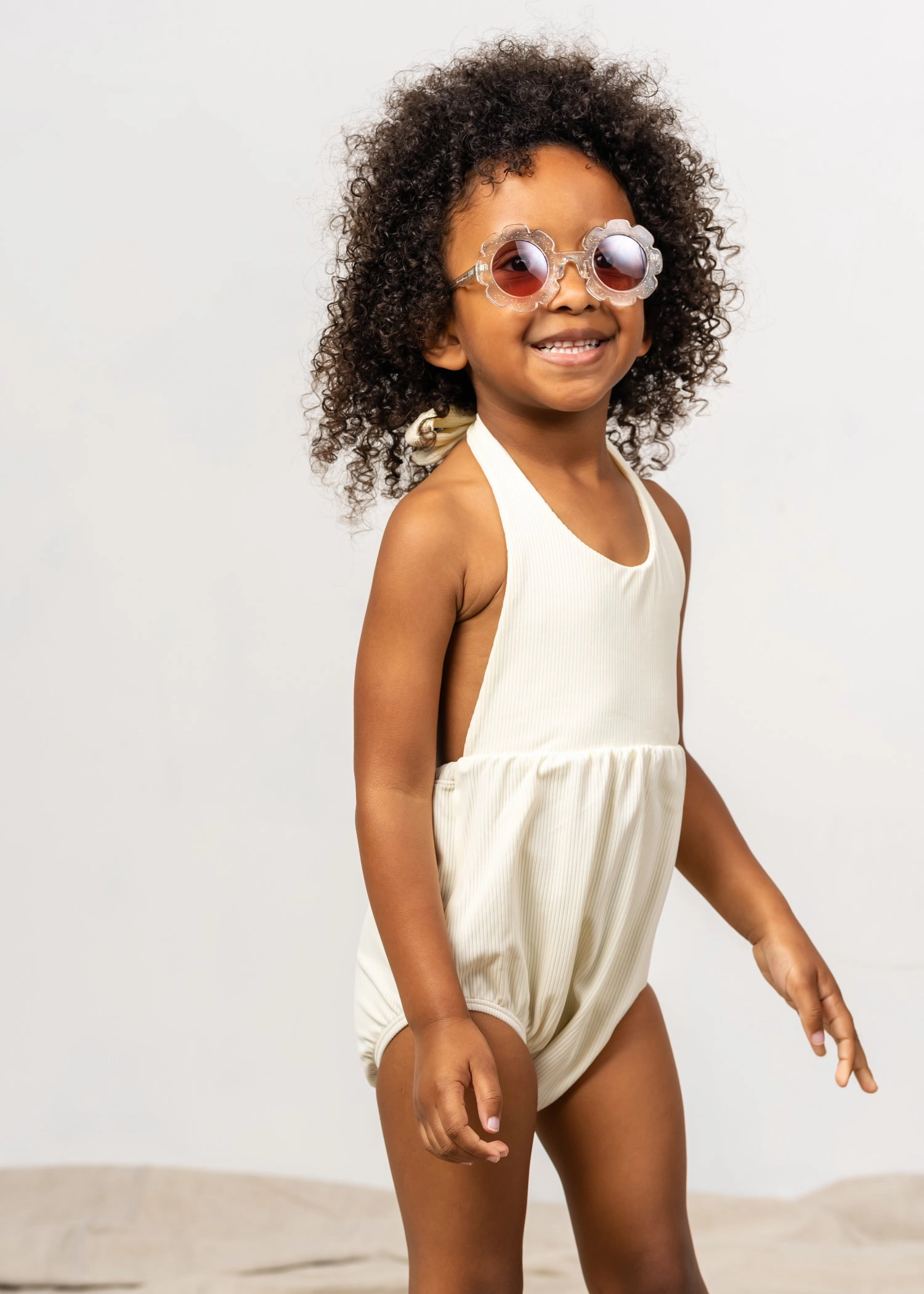 Ribbed Ivory | Mini Romper One-Piece cute girls swimsuits, stylish swimwear for girls