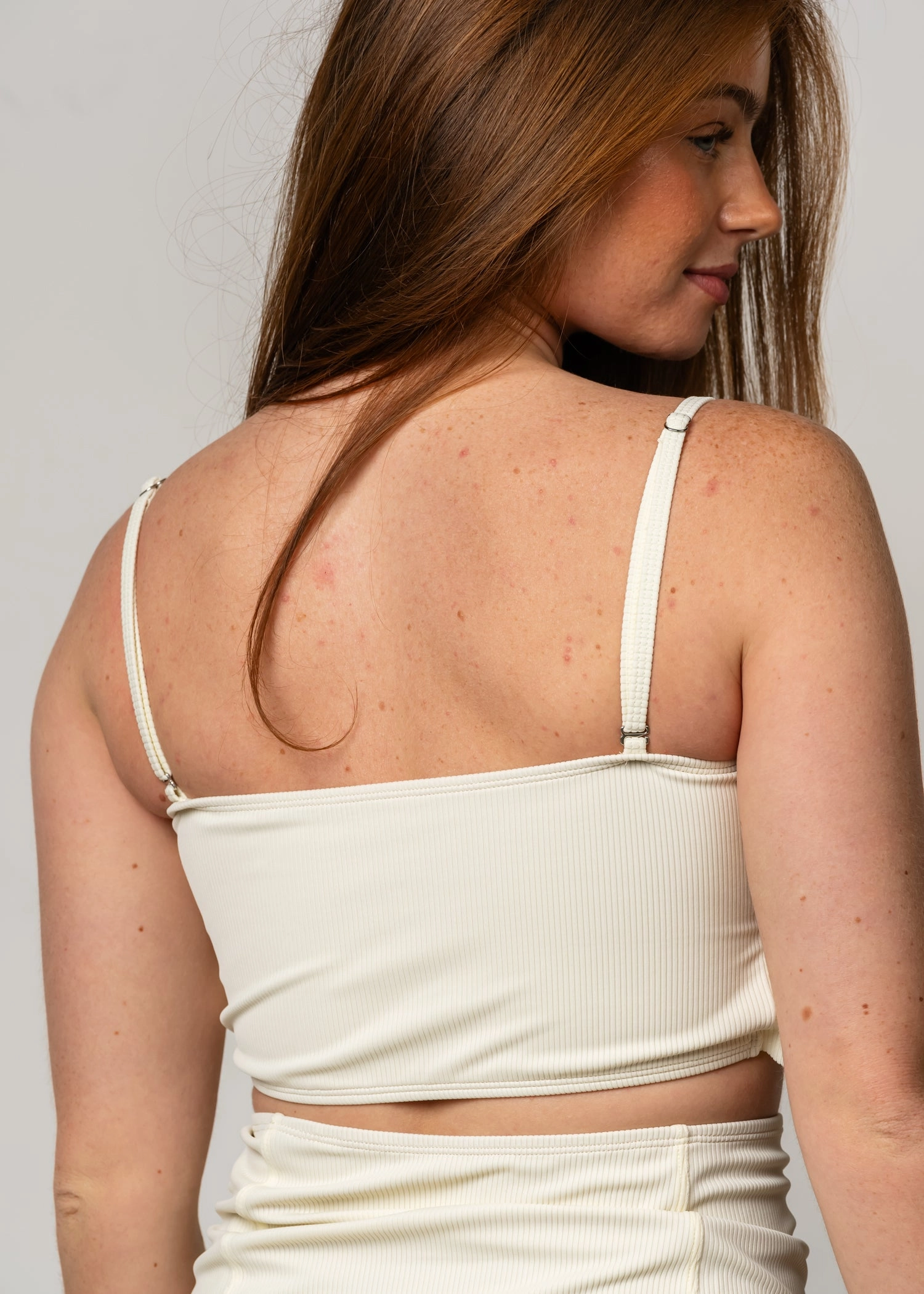 Ribbed Ivory | Oversized Ruffle Top