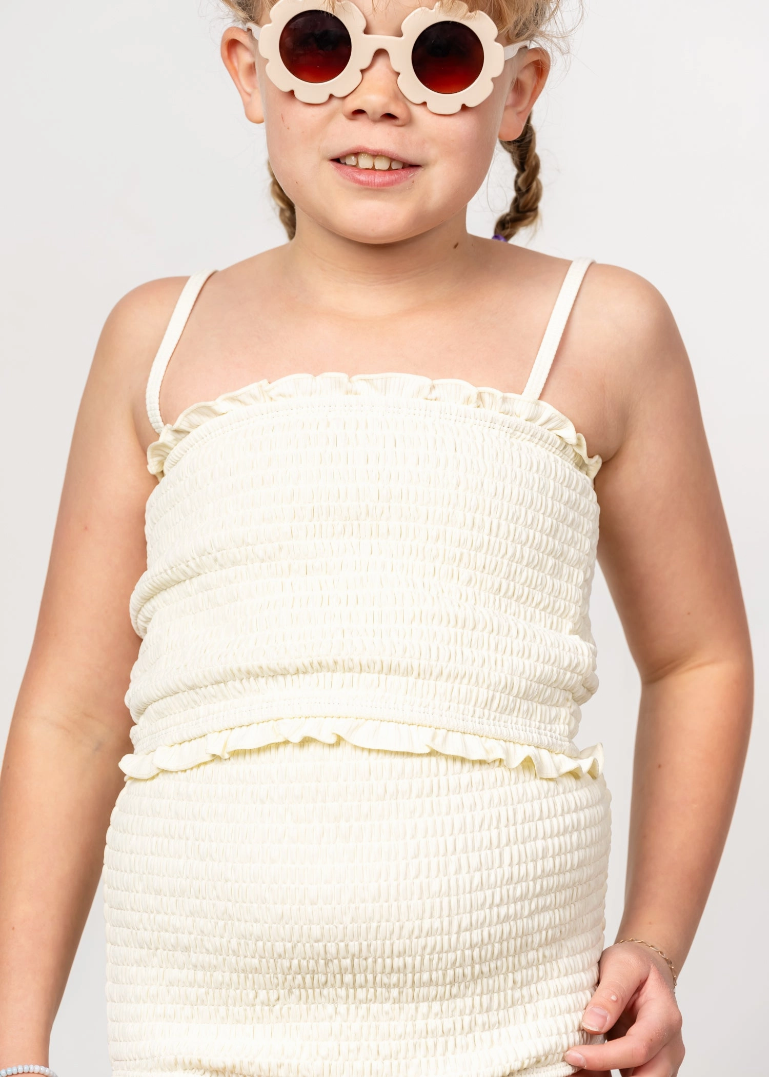Ribbed Ivory | Youth Bandeau Top cute girls swimsuits, stylish swimwear for girls
