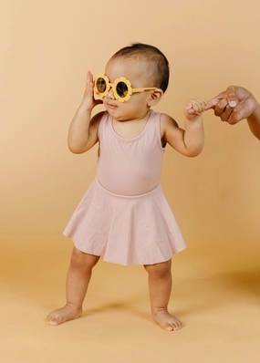 Ribbed Light Mauve | Baby Skirted One-Piece cute girls swimsuits, stylish swimwear for girls