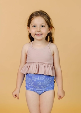 Ribbed Light Mauve | Mini Peplum Top cute girls swimsuits, stylish swimwear for girls