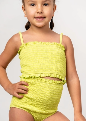 Ribbed Limelight | Mini Bandeau Top cute girls swimsuits, stylish swimwear for girls