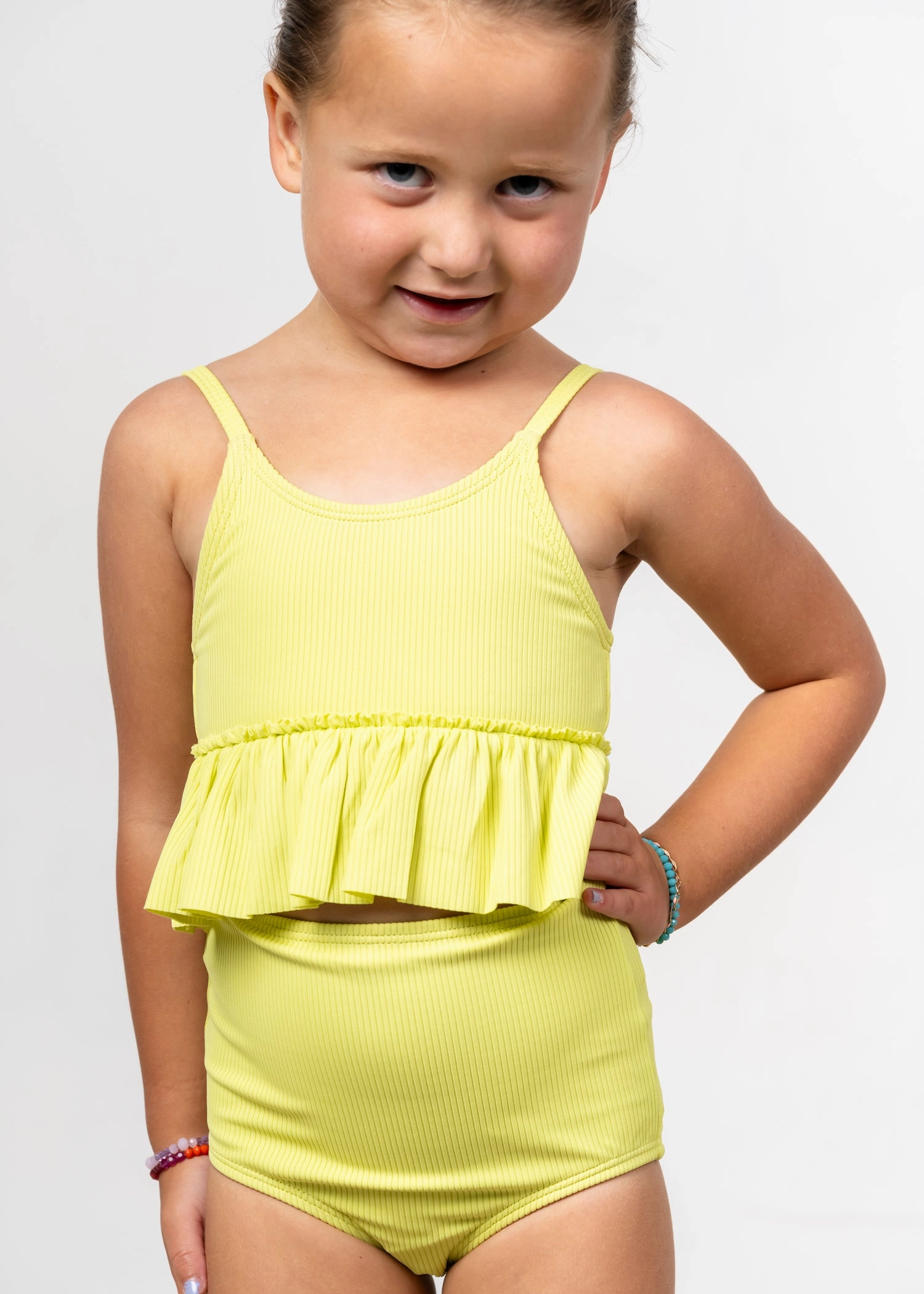 Ribbed Limelight | Mini Peplum Top