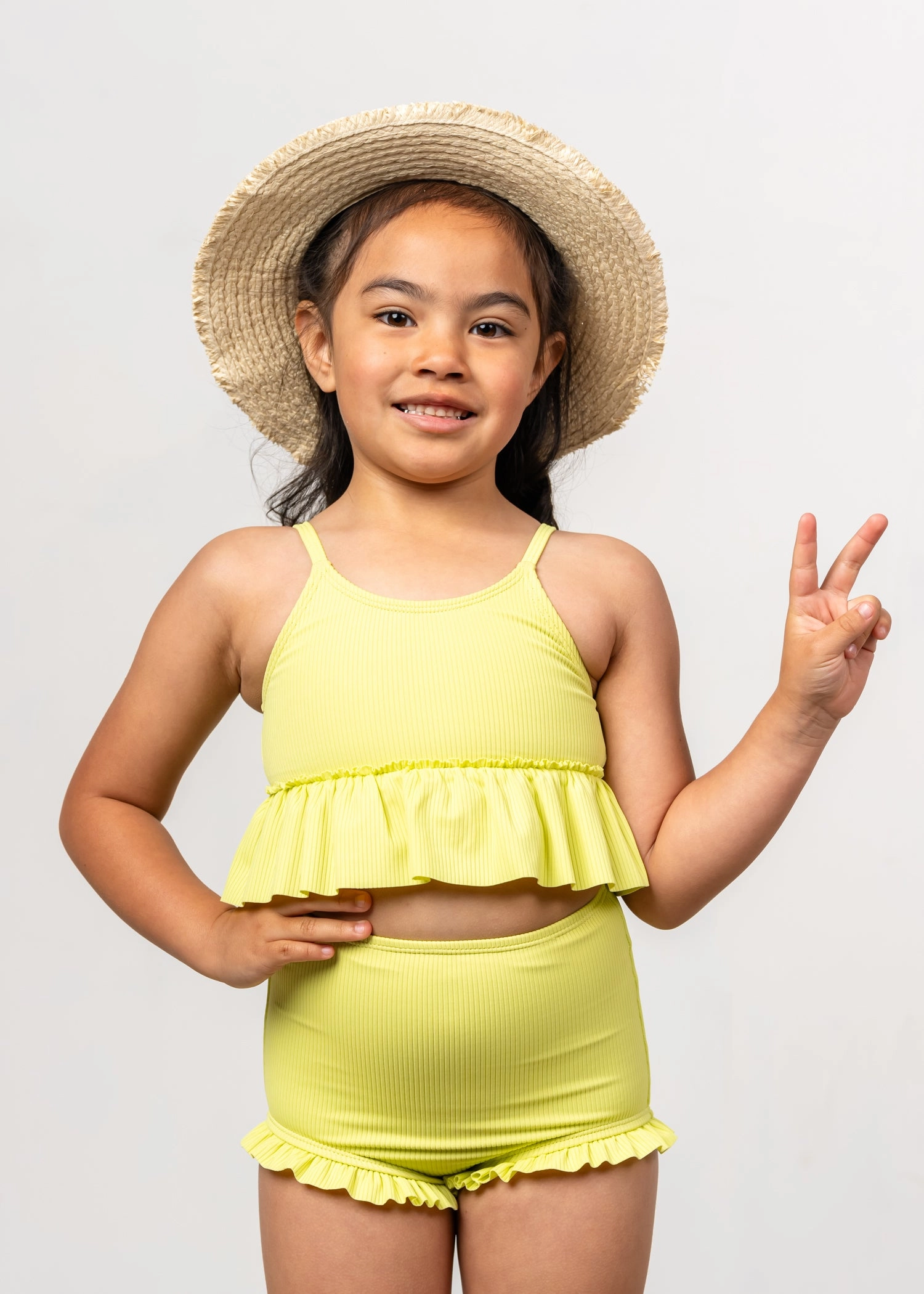 Ribbed Limelight | Mini Peplum Top