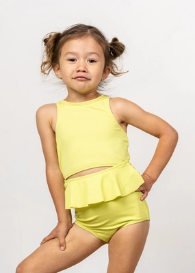 Ribbed Limelight | Mini Racer Back Top cute girls swimsuits, stylish swimwear for girls