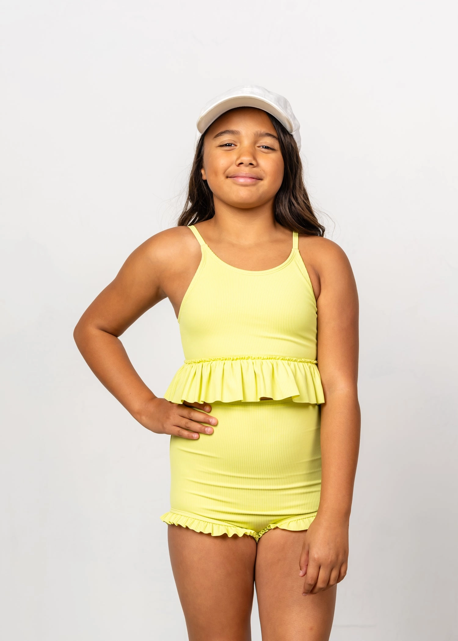 Ribbed Limelight | Youth All Ruffled Up Bottoms cute girls swimsuits, stylish swimwear for girls