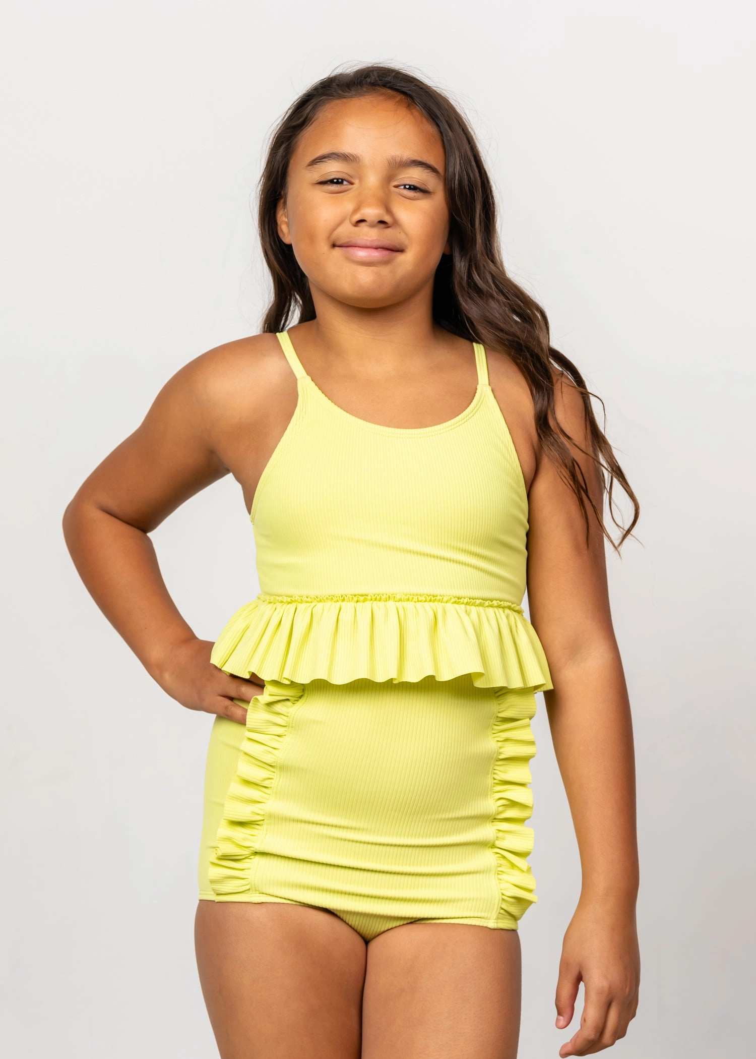 Ribbed Limelight | Youth Down in Front Ruffle Bottoms