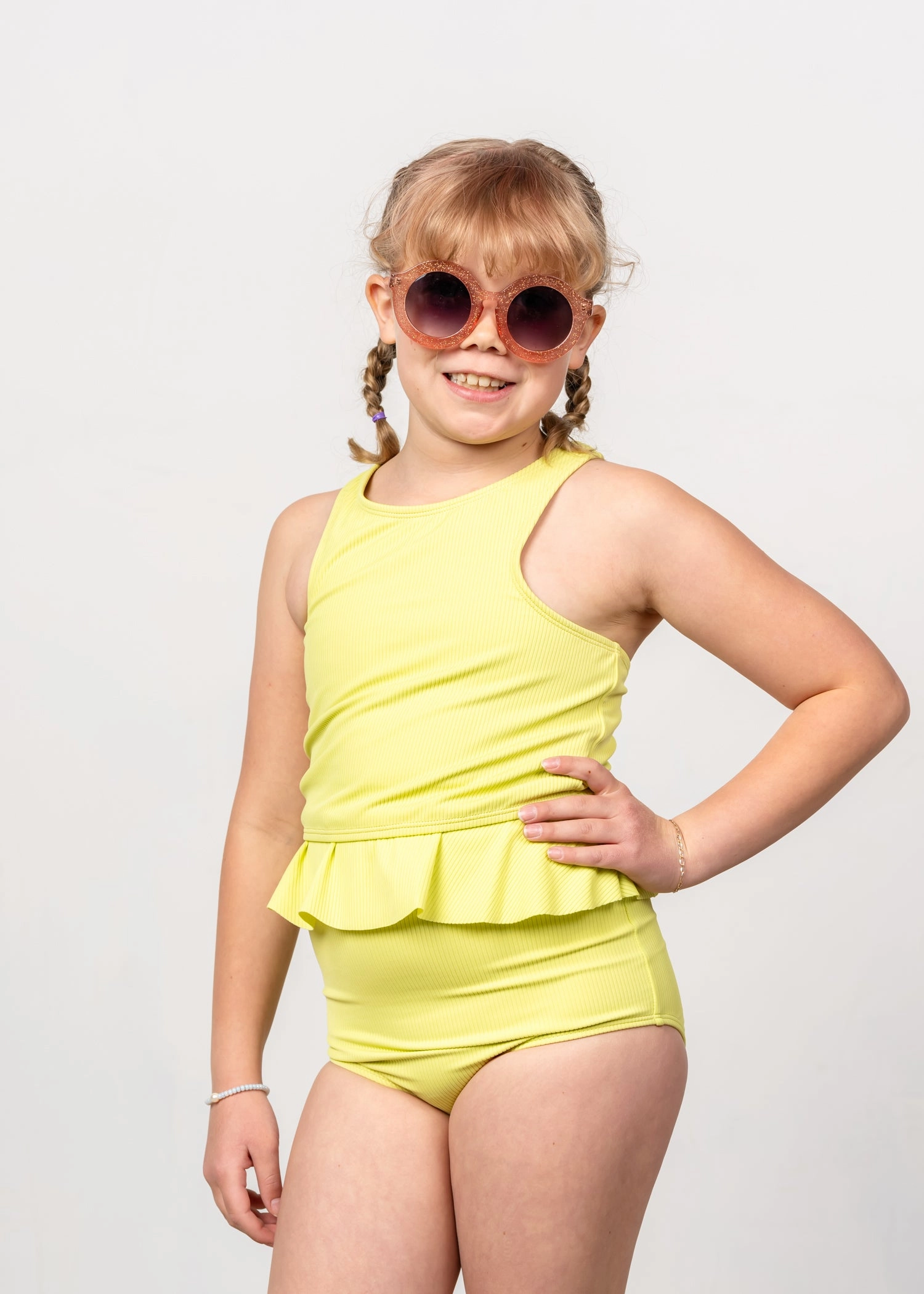 Ribbed Limelight | Youth Racer Back Top