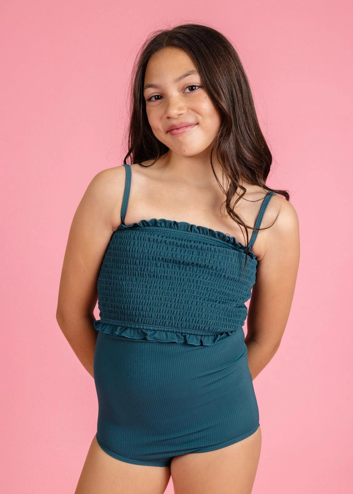 Ribbed Midnight Teal | Mini High-Waisted Bottoms