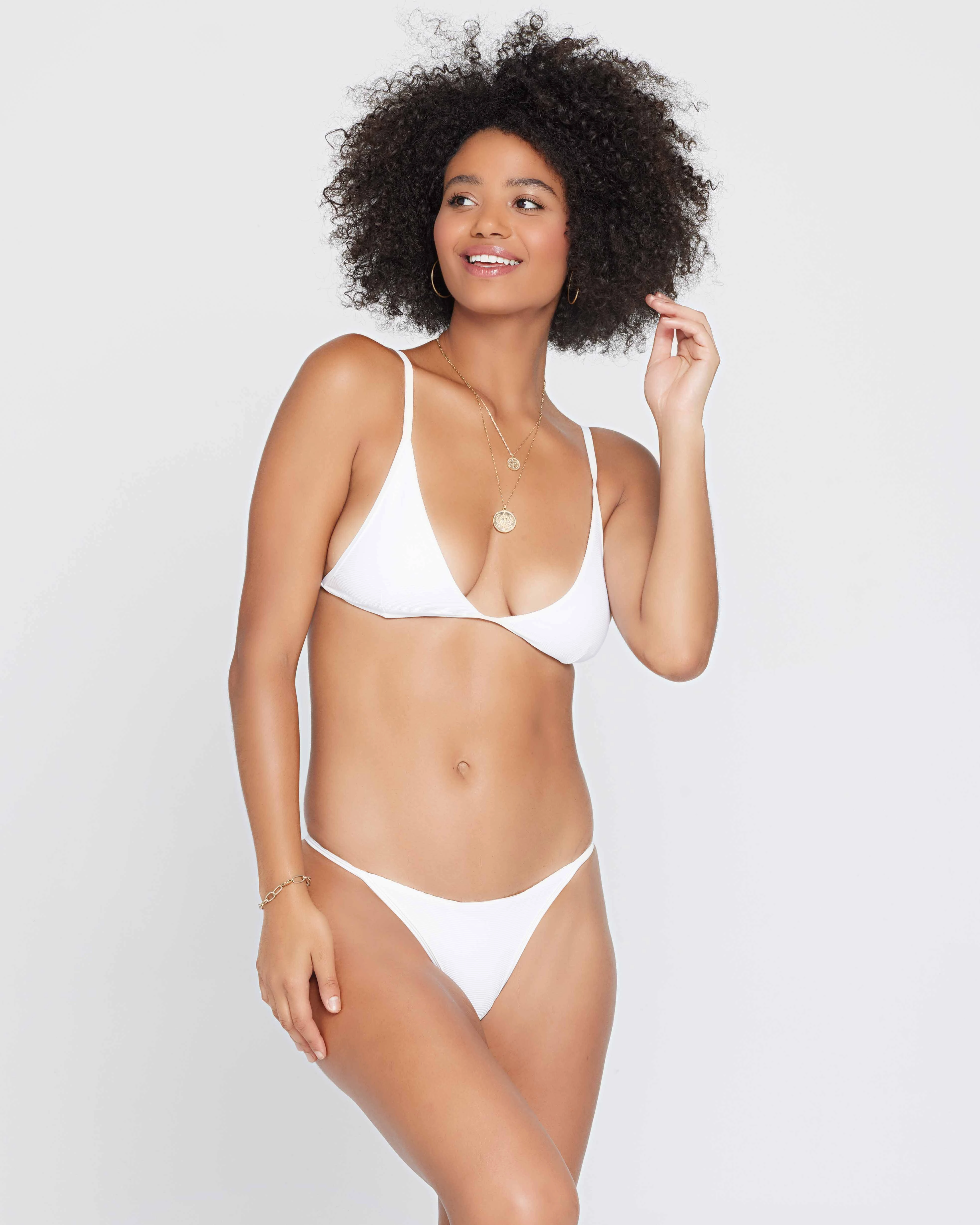 Ribbed Millie Bikini Top - White