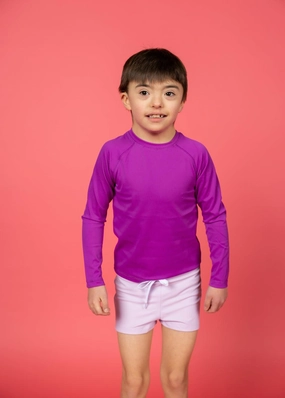 Ribbed Purple | Mini Rashguard Top (Unisex) boys summer swimwear, boys rash guard swim sets
