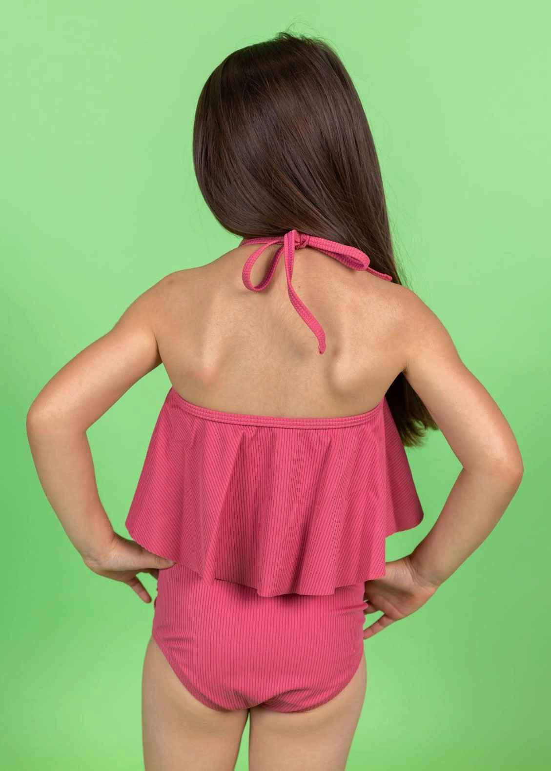 Ribbed Roseate | Mini Down in Front Ruffle Bottoms