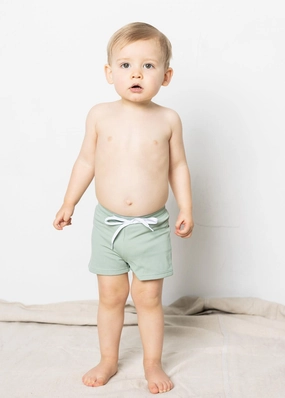 Ribbed Sage | Baby Euro Shorts boys summer swimwear, boys rash guard swim sets