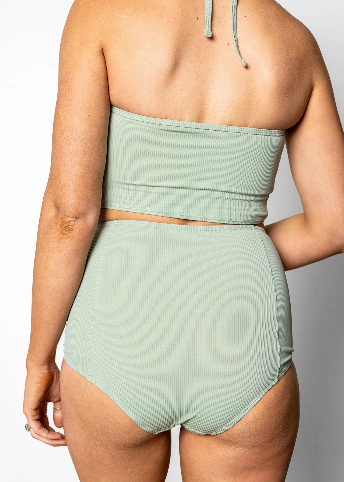 Ribbed Sage | High-Waisted Bottoms