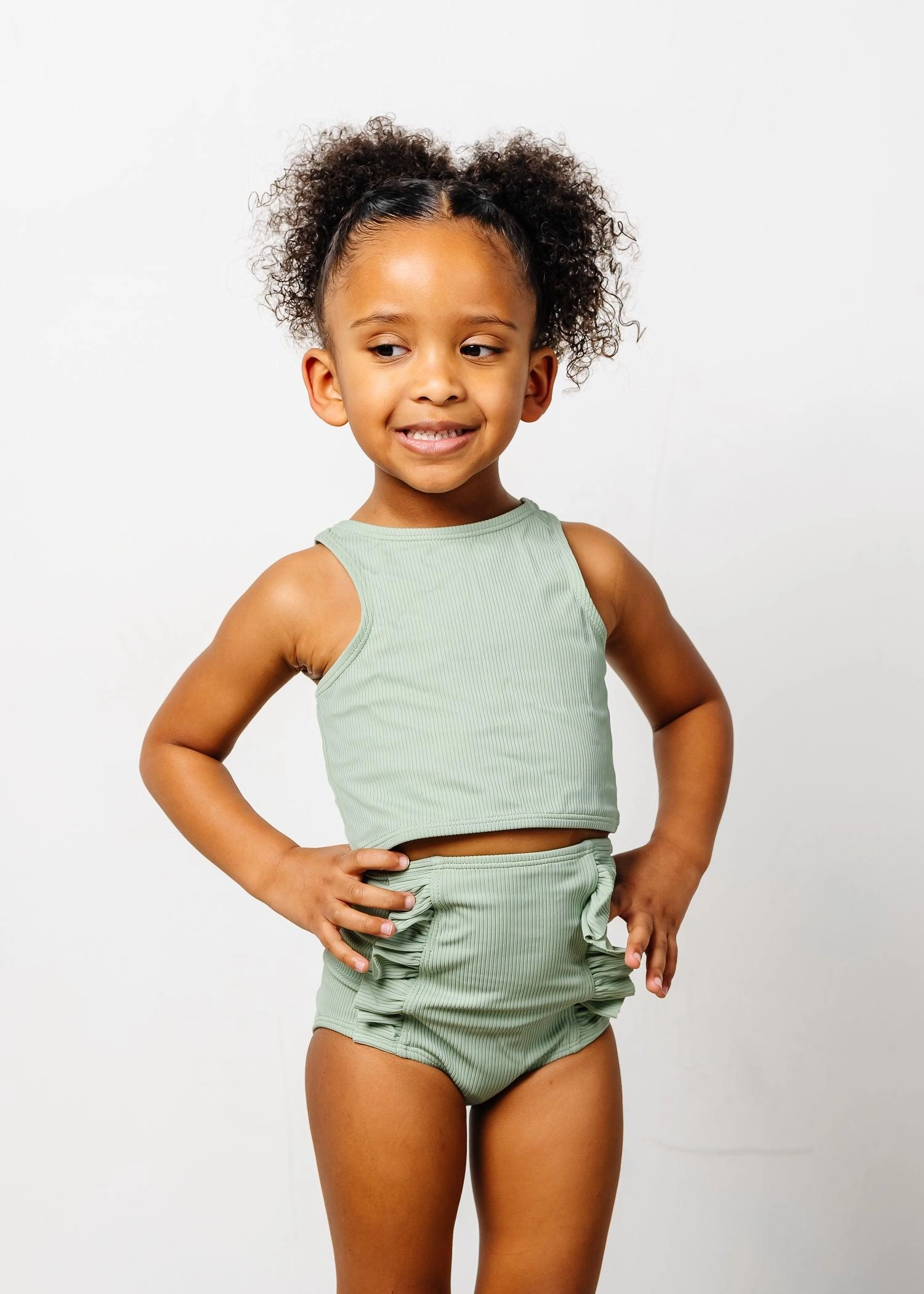 Ribbed Sage | Mini Racer Back Top