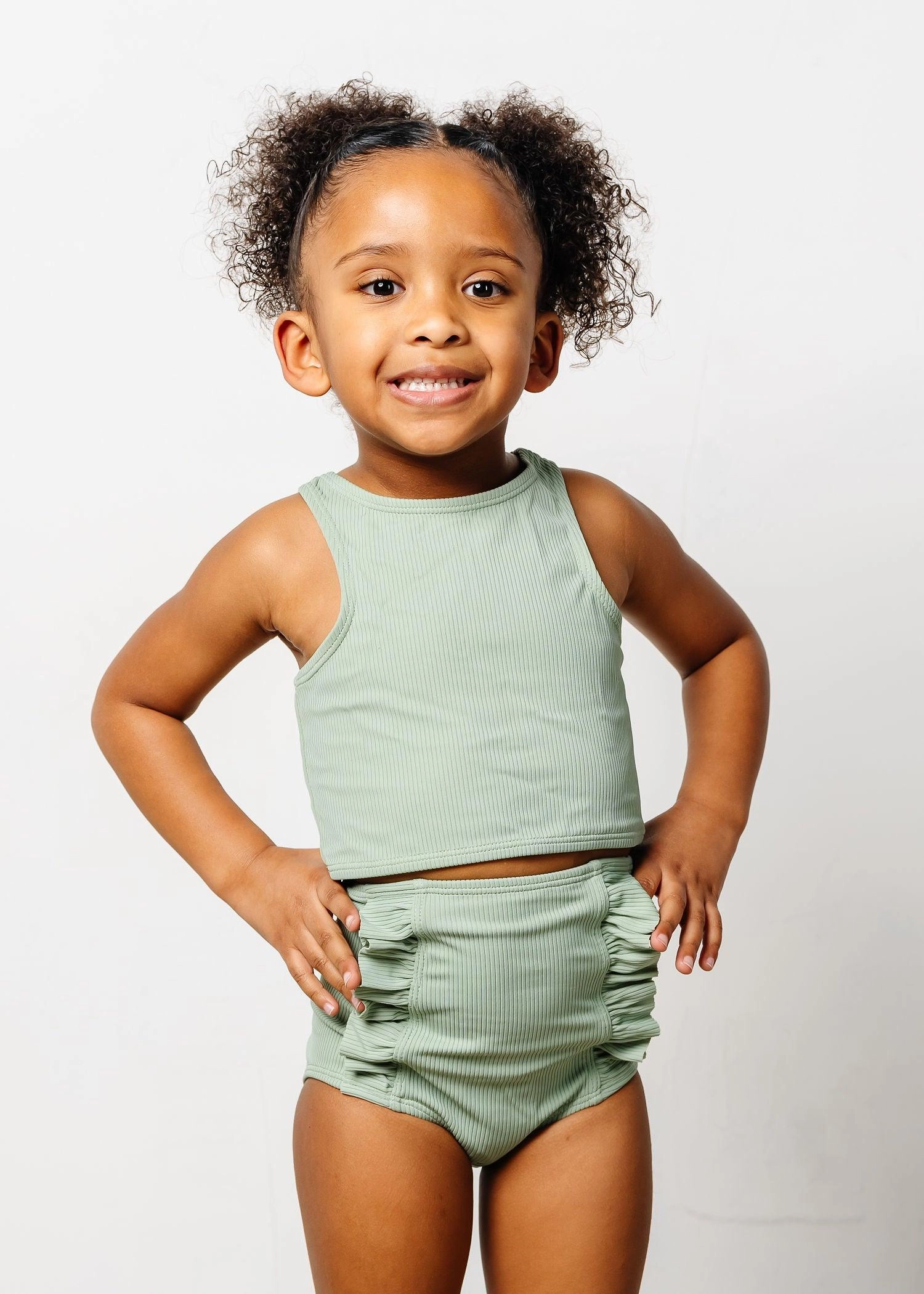 Ribbed Sage | Mini Racer Back Top