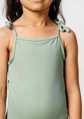 Ribbed Sage | Mini Simply One-Piece cute girls swimsuits, stylish swimwear for girls