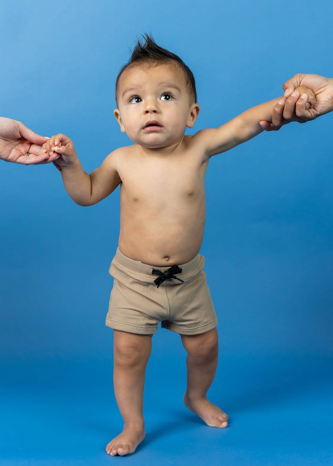 Ribbed Sand Brown | Baby Euro Shorts boys summer swimwear, boys rash guard swim sets