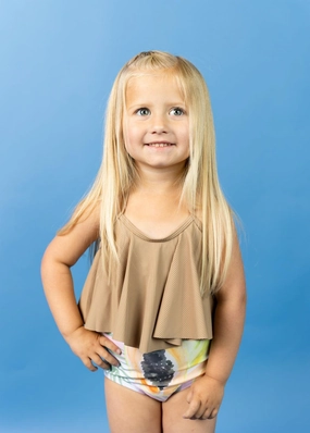 Ribbed Sand Brown | Mini Swing Top cute girls swimsuits, stylish swimwear for girls