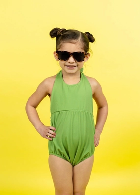 Ribbed Spring Green | Mini Romper One-Piece toddler girl swimwear, summer swimwear for girls