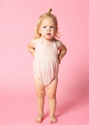 Ribbed Whipped Peach | Baby Romper One-Piece toddler girl swimwear, summer swimwear for girls
