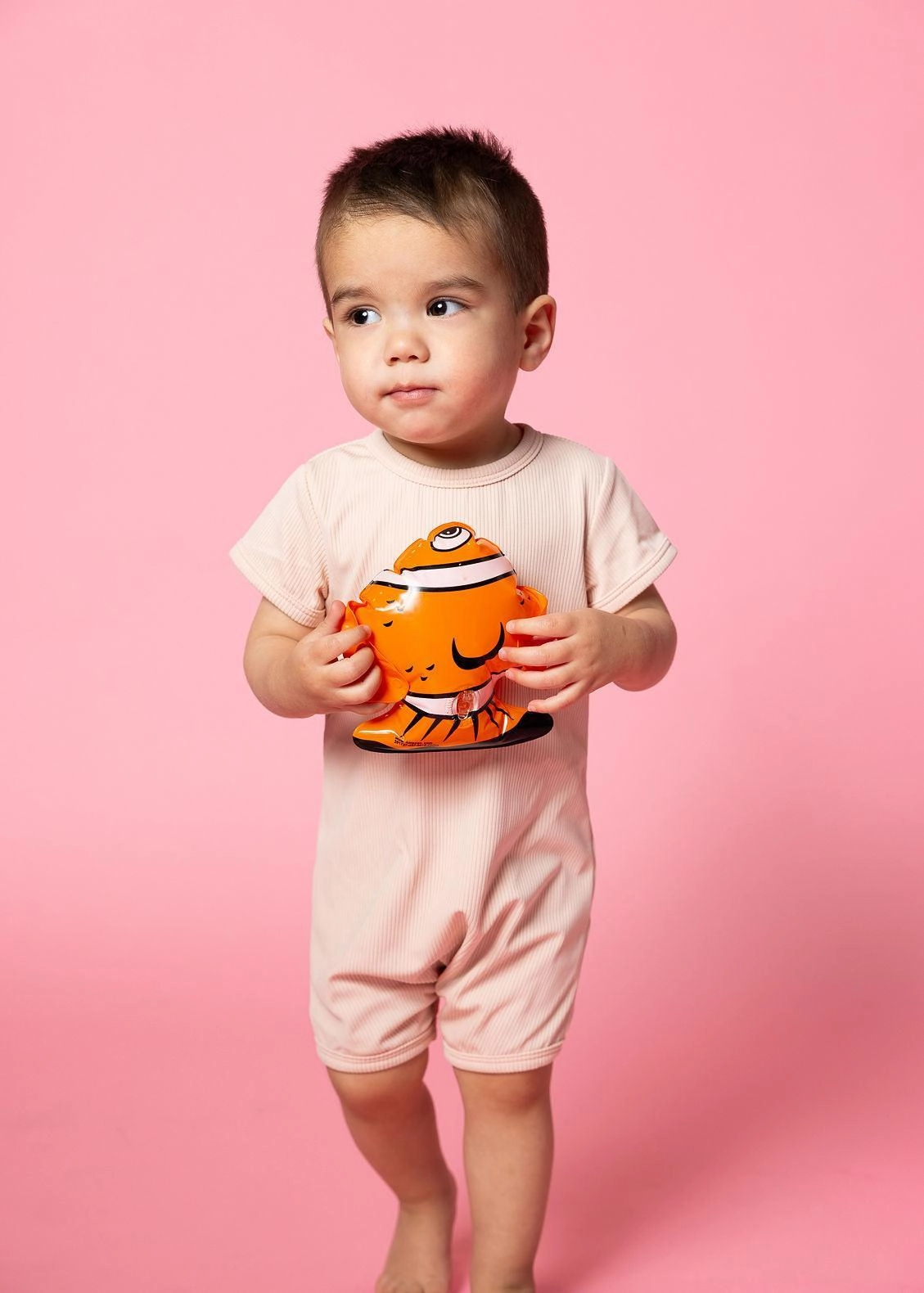 Ribbed Whipped Peach | Baby Shorties Rashguard (Unisex) toddler girl swimwear, summer swimwear for girls