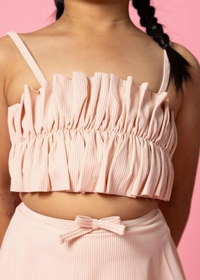 Ribbed Whipped Peach | Mini Oversized Ruffle Top toddler girl swimwear, summer swimwear for girls