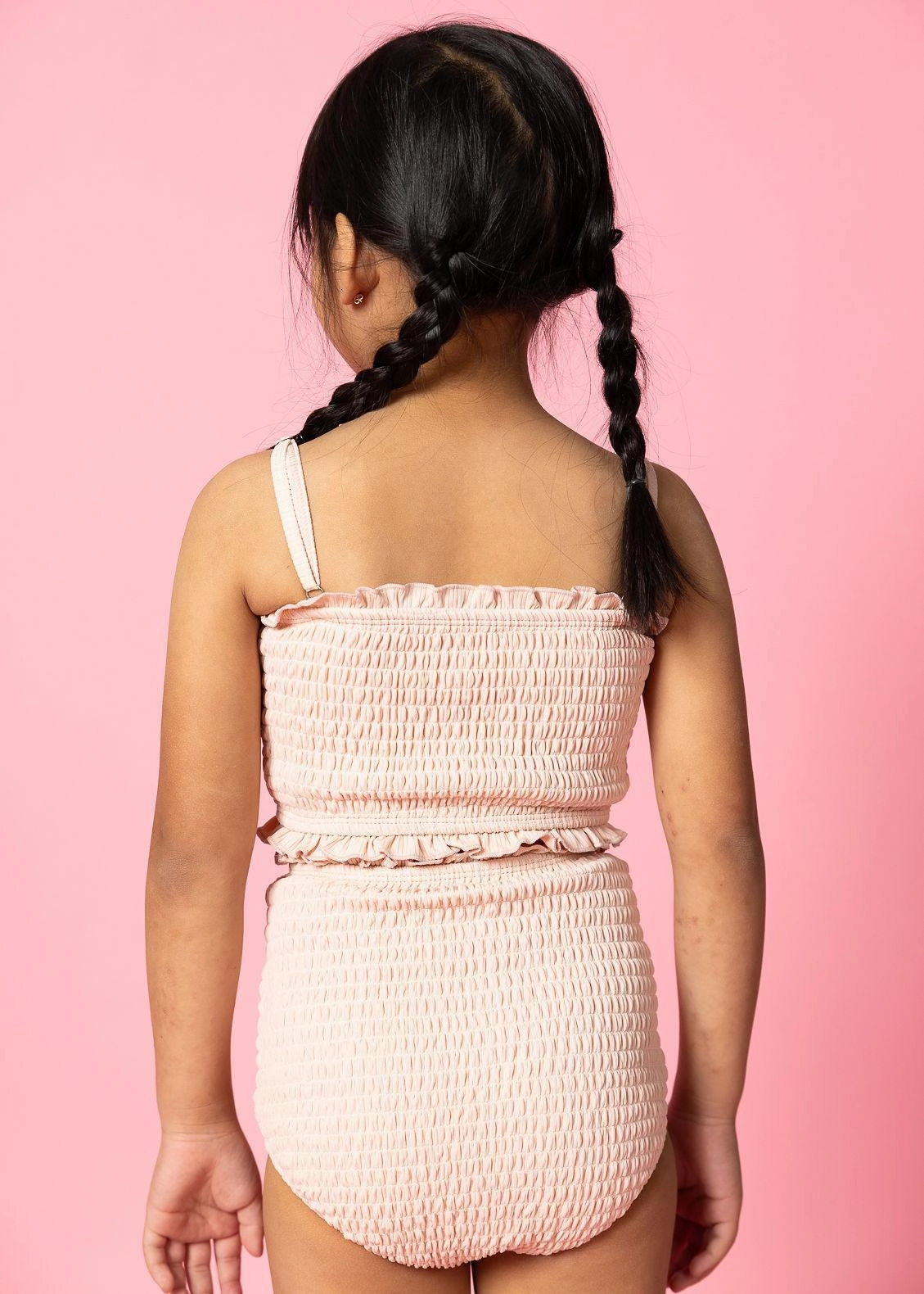 Ribbed Whipped Peach | Mini Smocked Bottoms