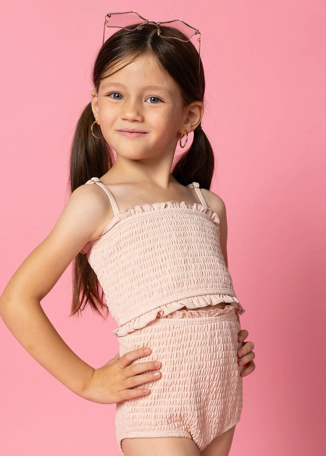 Ribbed Whipped Peach | Mini Smocked Bottoms