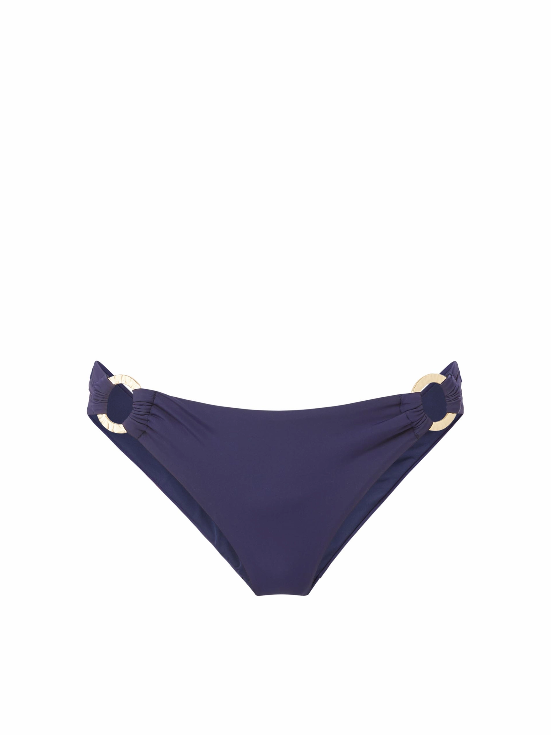 Ring Trim Bottom Navy Satin fashionable beach swimwear, modern womens bikinis