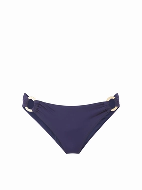 Ring Trim Bottom Navy Satin fashionable beach swimwear, modern womens bikinis