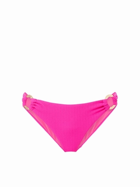 Ring Trim Bottom Shocking Pink high waist swimwear women, swimsuit for women beachwear